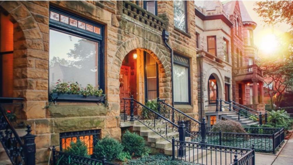 Historic Chicago brownstone row houses